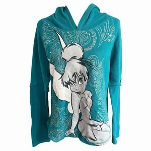 Disney Parks Tinkerbell Hoodie Green Large Embellished Whimsical
